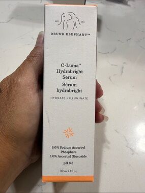 Drunk Elephant C-Luma Hydrabright Serum — White & Orange Packaging
